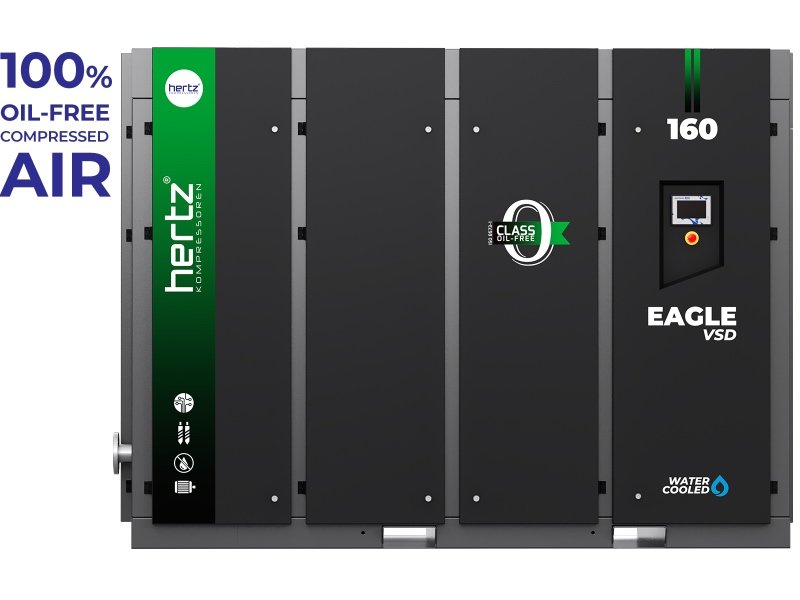 Bezolejovy prumyslovy kompresor Hertz Eagle VSD s vodnim chlazenim